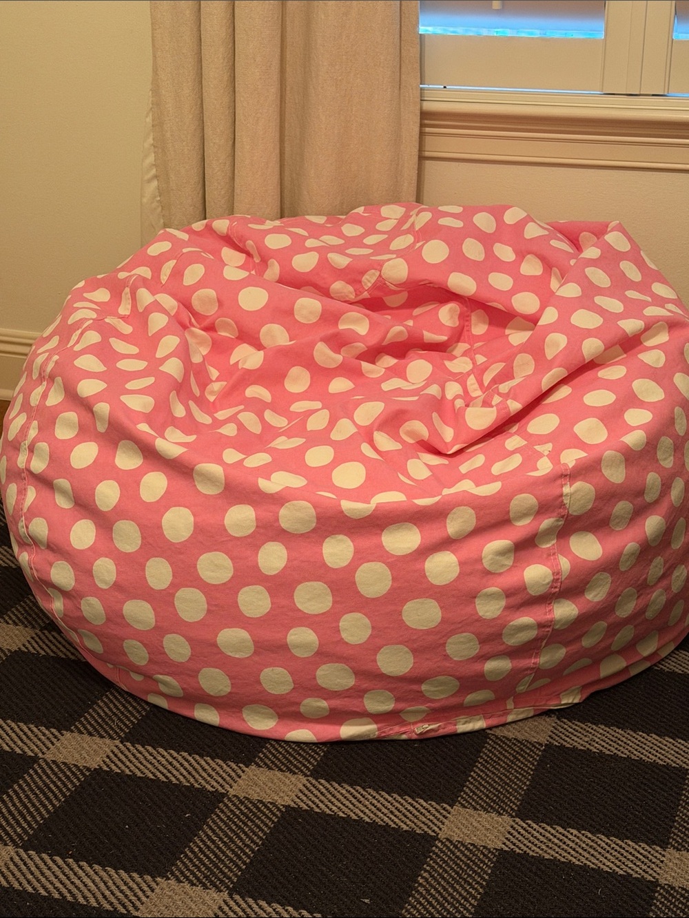 Pottery Barn PB Teen Pink Polka Dot Bean Bag Cover Large Cotton Twill